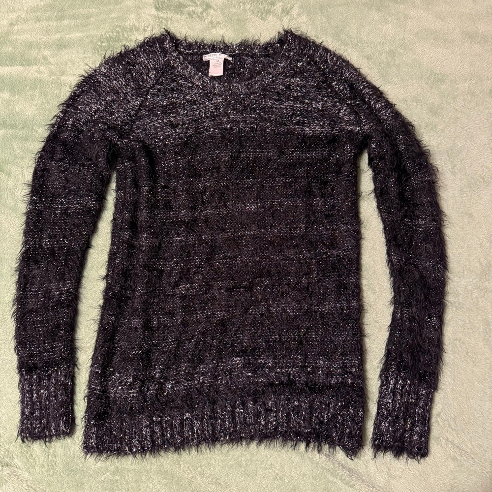 Alberto Makali Black Eyelash Metallic Knit Sweater M